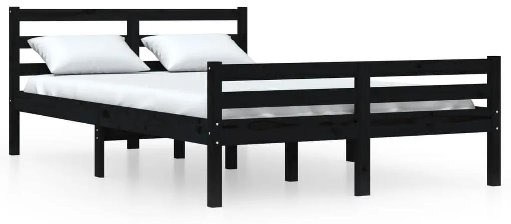 vidaXL Bedframe massief hout zwart 120x190 cm 4FT Small Double