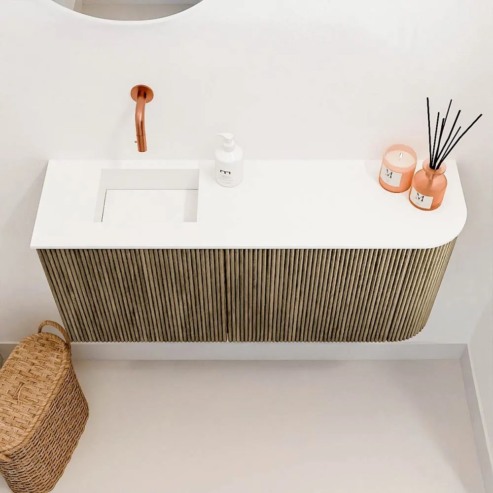 Mondiaz Joya 90cm toiletmeubel ronding rechts dusk met wastafel faye links zonder kraangat talc