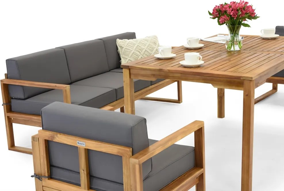 Acaciahouten tuinmeubelen Maskat Apetito 5 met Garden Point poefs