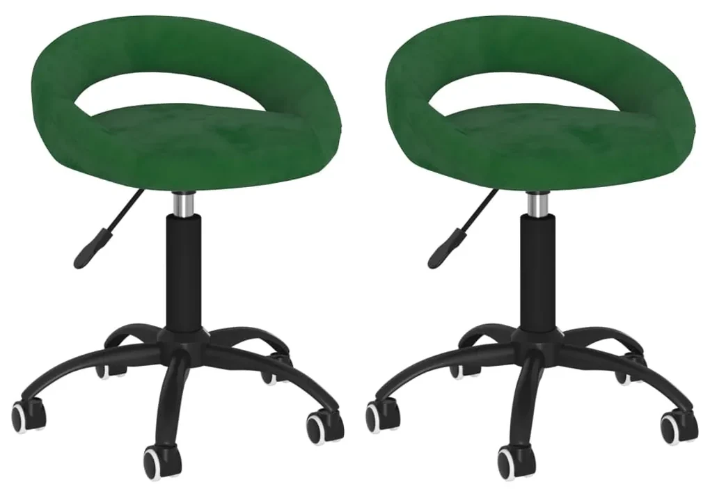 vidaXL Eetkamerstoelen draaibaar 2 st fluweel donkergroen