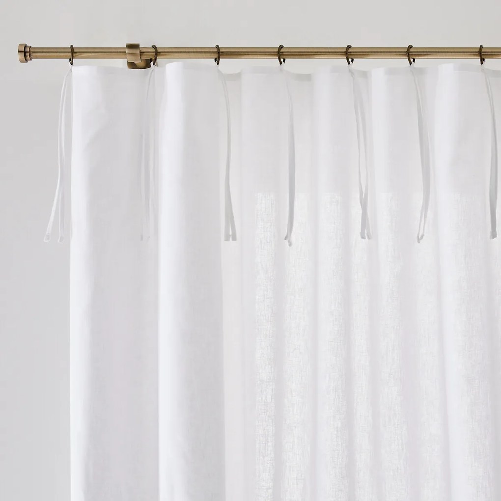 Gordijn in halflinnen afgewerkt met strikjes en oogjes, Lincot