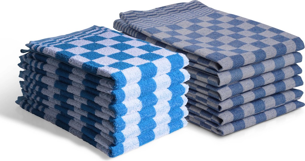 Keuken-&amp;Theedoek - Set van 12 - blok - horeca - blauw