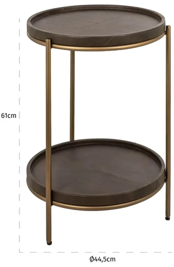 Richmond Interiors Zillon Bijzettafel Bruin Leder - 45 X 45cm.