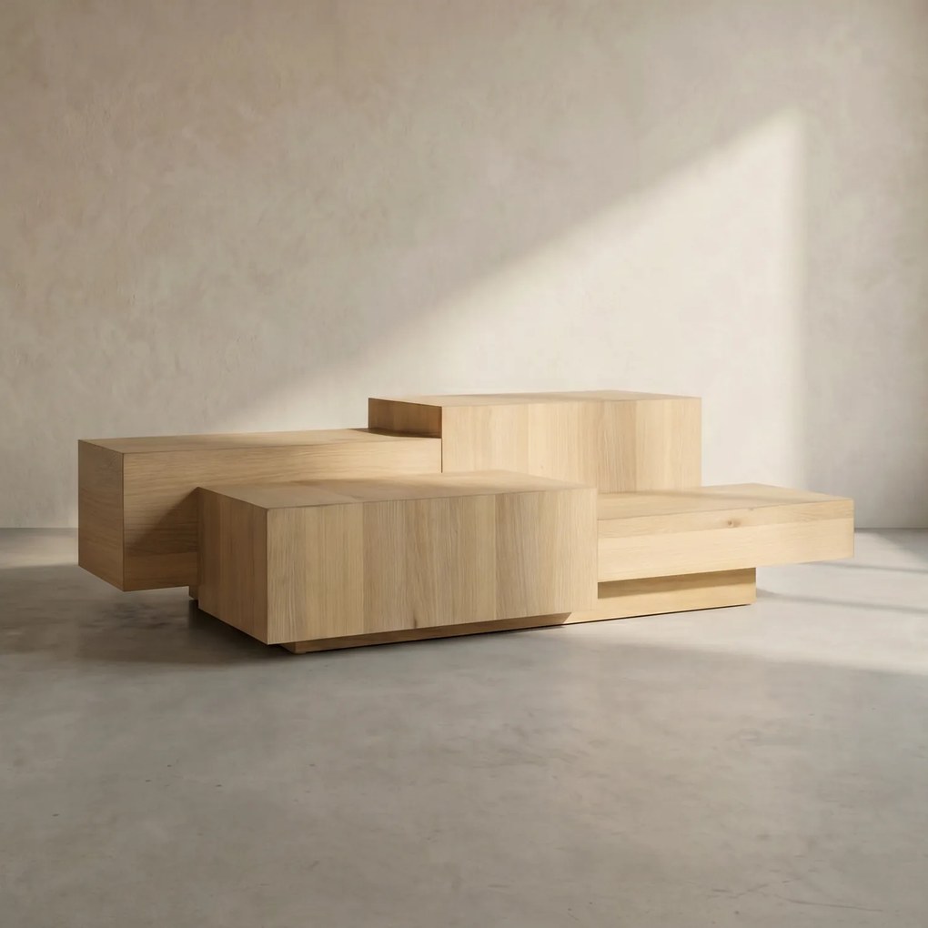 Grote Salontafel Eiken Blokken Naturel 140x75 Cm - 140 X 75cm.