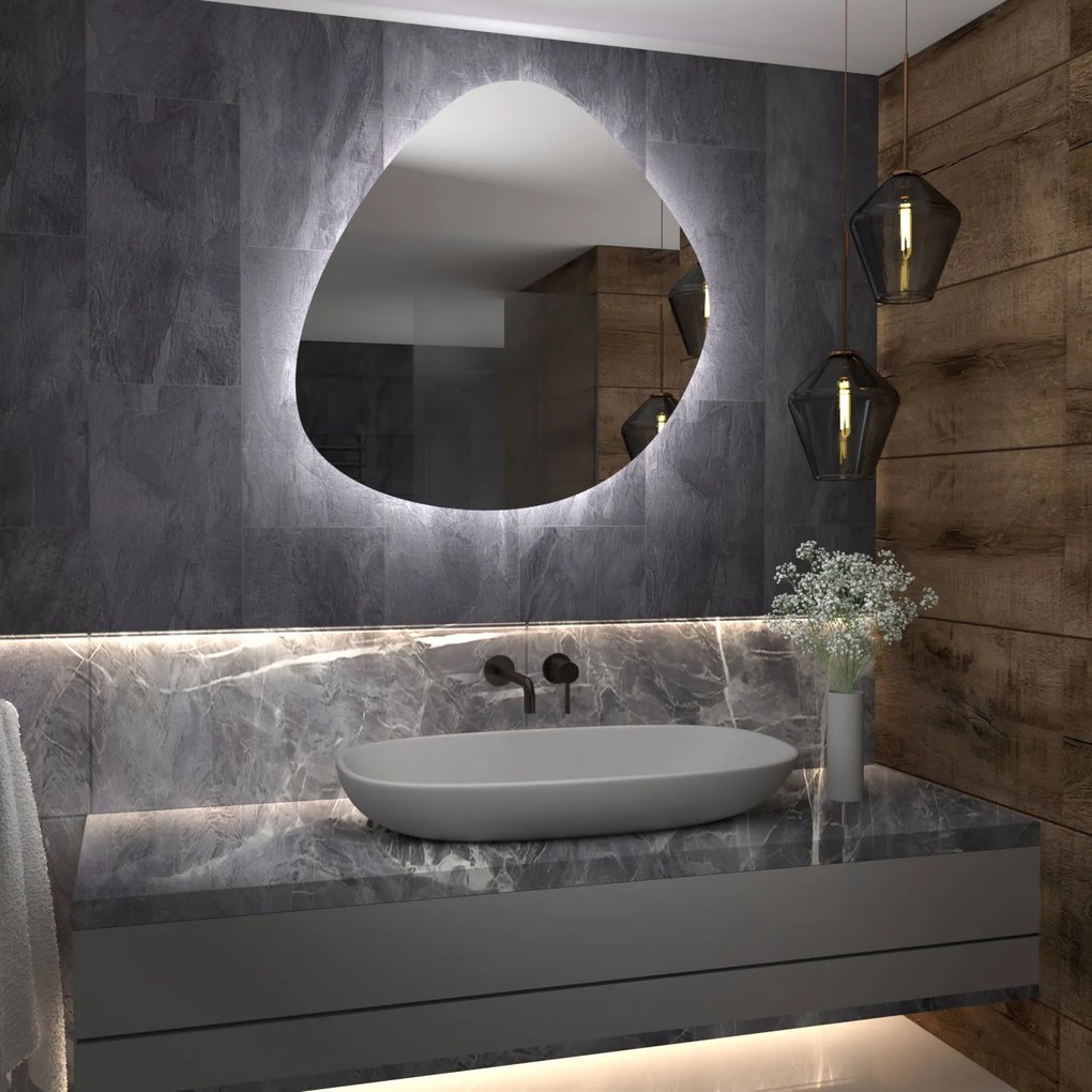 Kiezelvormige spiegel met LED-verlichting G6