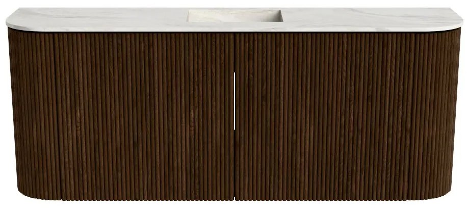 Mondiaz Joya DLux 105cm toiletmeubel ronding links/rechts walnut met wastafel faye midden 1 kraangat ostra