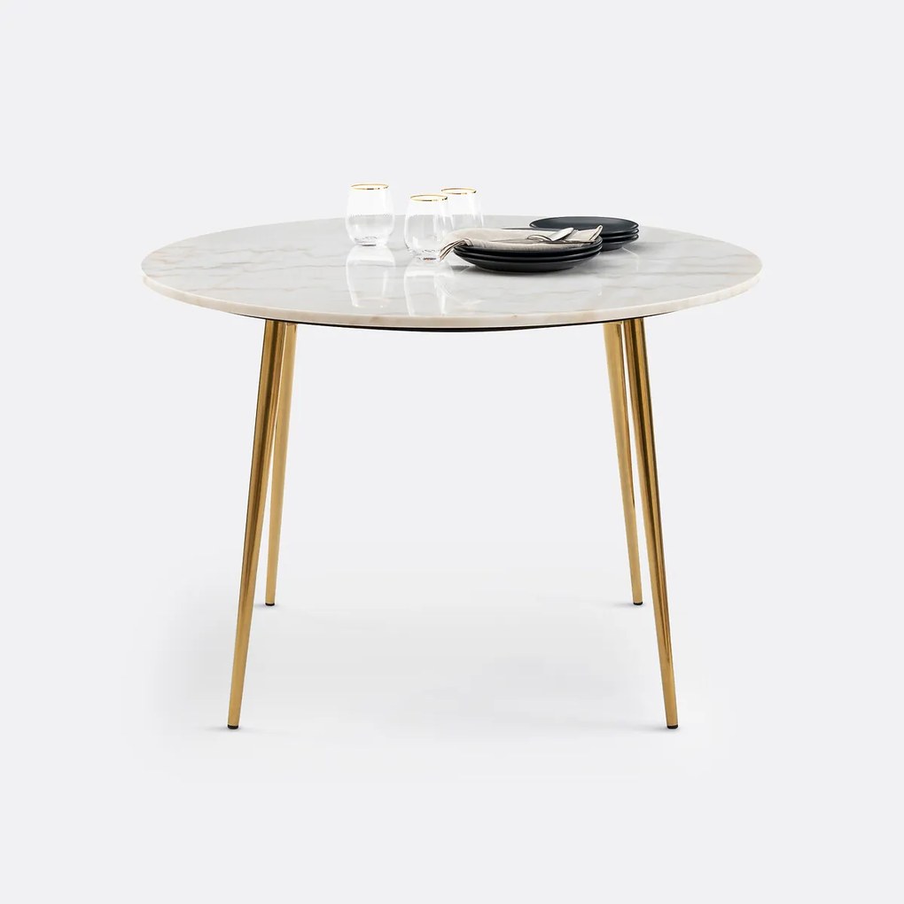 Ronde, marmeren tafel 4 personen, Luxore