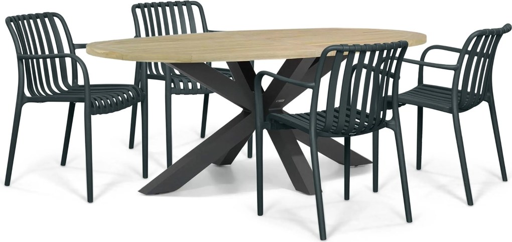 Tuinset 4 personen 200 cm Kunststof Grijs Domani Furniture Alba/Brookline