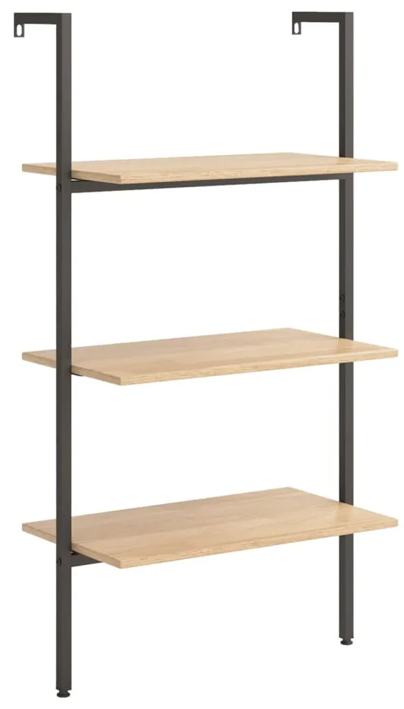 vidaXL Ladderrek met 3 schappen 64x35x120,5 cm lichtbruin en zwart