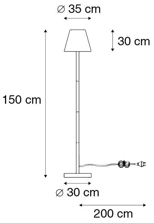 Buitenlamp met dimmer Smart vloerlamp met dimmer zwart met witte kap 35 cm IP65 incl. LED - Virginia Design E27 IP65 Buitenverlichting