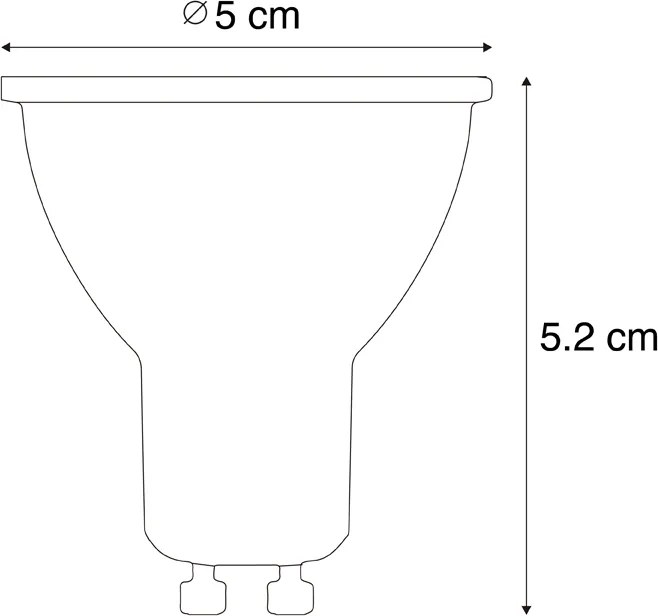 Set van 5 GU10 50 dimbare LED lampen 3.9W 450 lm 3000K longlife