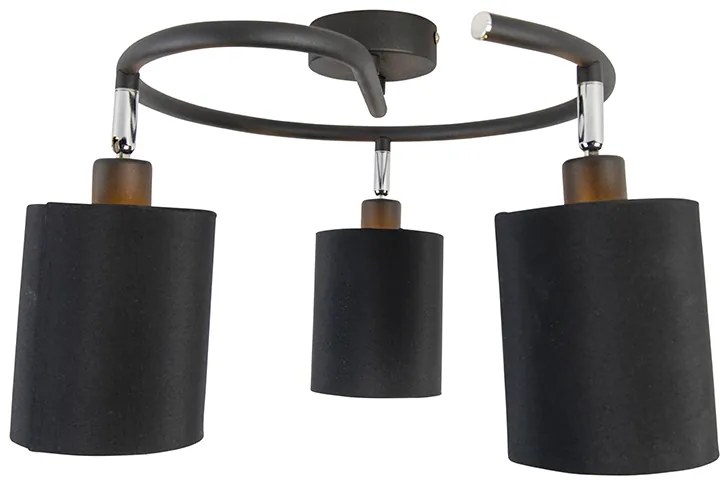 Moderne plafondlamp zwart 3-lichts - Lofty