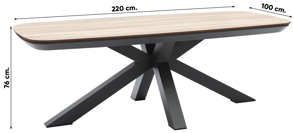 Bradford tuintafel 220 x 100 cm. - HPL houtlook