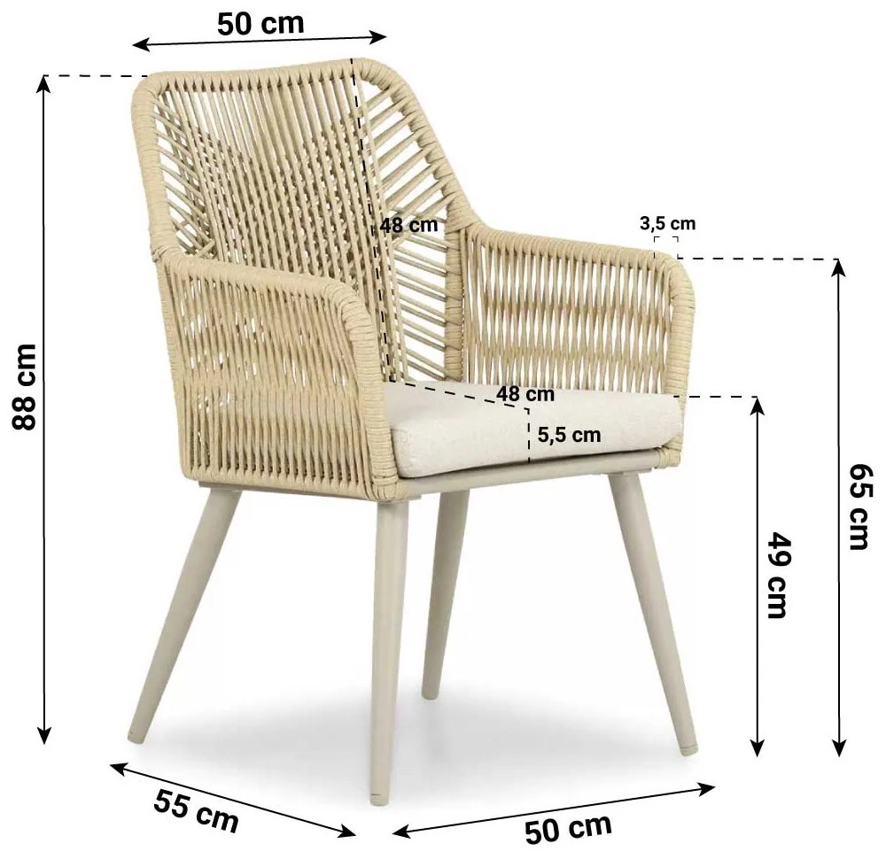 Tuinset Ronde Tuintafel 160 cm Aluminium/wicker Taupe 6 personen Coco Vedra/Sand