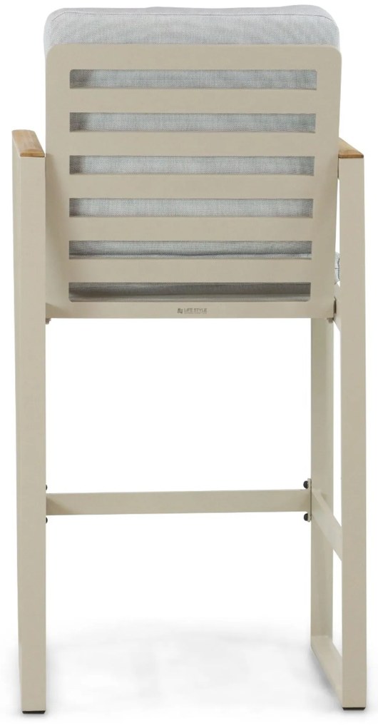 Barstoel Aluminium/Teak Taupe-naturel-bruin Lifestyle Garden Furniture Faro
