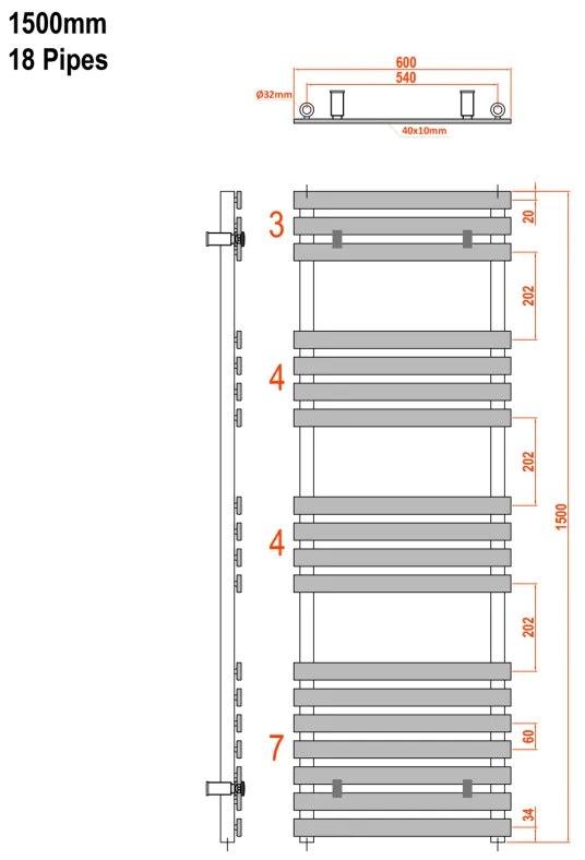 Sapho Jalousi radiator wit 60x150cm 900W