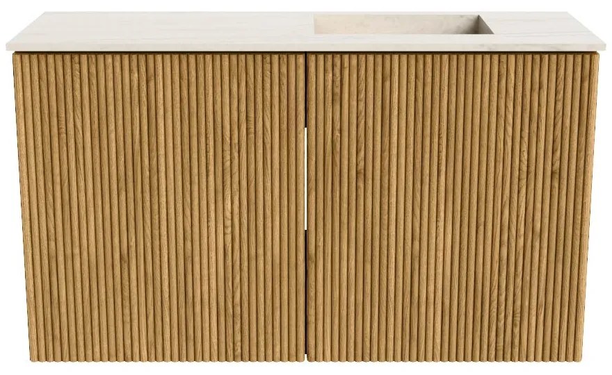 Mondiaz Joya DLux 70cm toiletmeubel oak met wastafel faye rechts zonder kraangat meli
