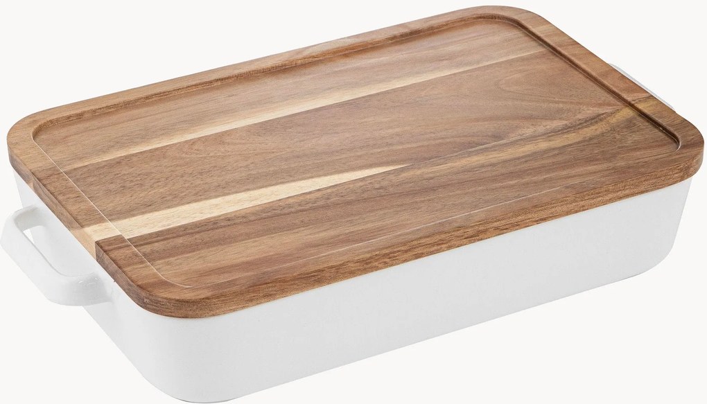 Porseleinen ovenschaal Alto met houten deksel