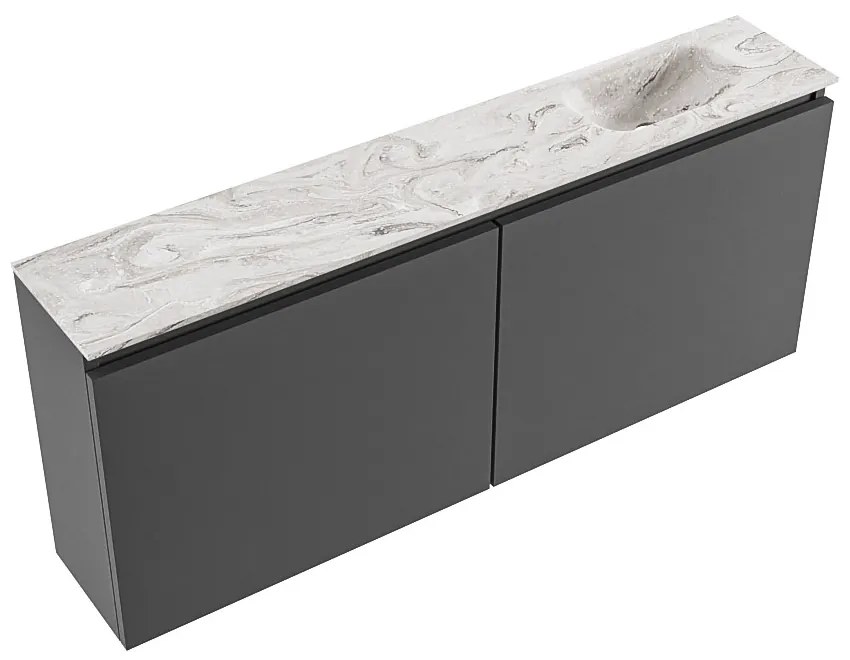 Mondiaz Ture DLux toiletmeubel 120cm dark grey met wastafel glace rechts zonder kraangat