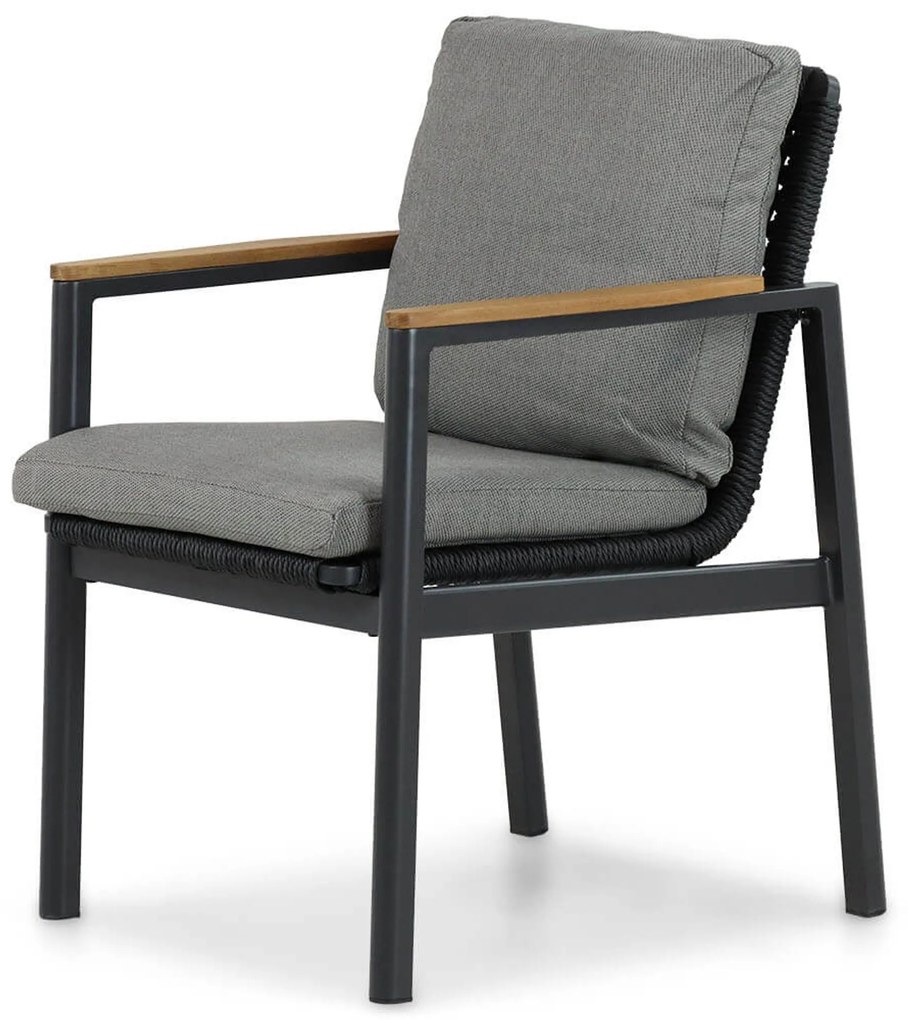 Tuinset Ronde Tuintafel 6 personen 150 cm Aluminium/rope Grijs Coco Ralph/Fabriano