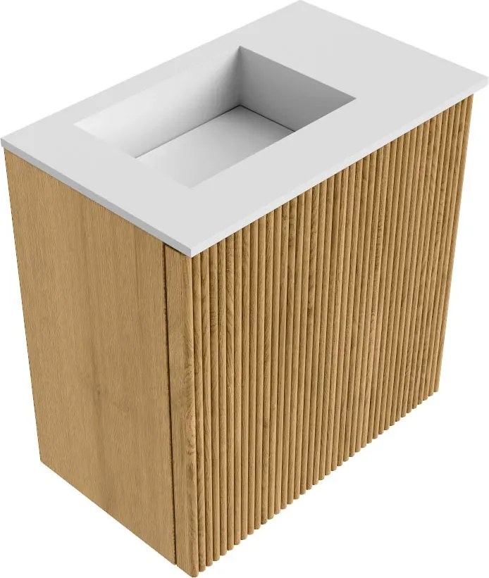 Mondiaz Joya 40cm toiletmeubel oak met wastafel faye links 1 kraangat talc