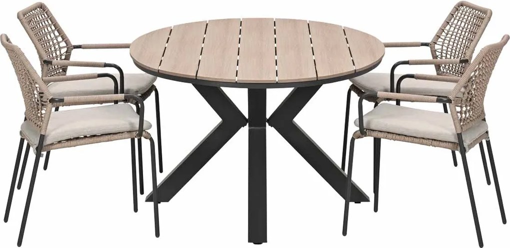 Garden Impressions Natas tuinset sand 5-delig - Tulli tuintafel 180x115 cm