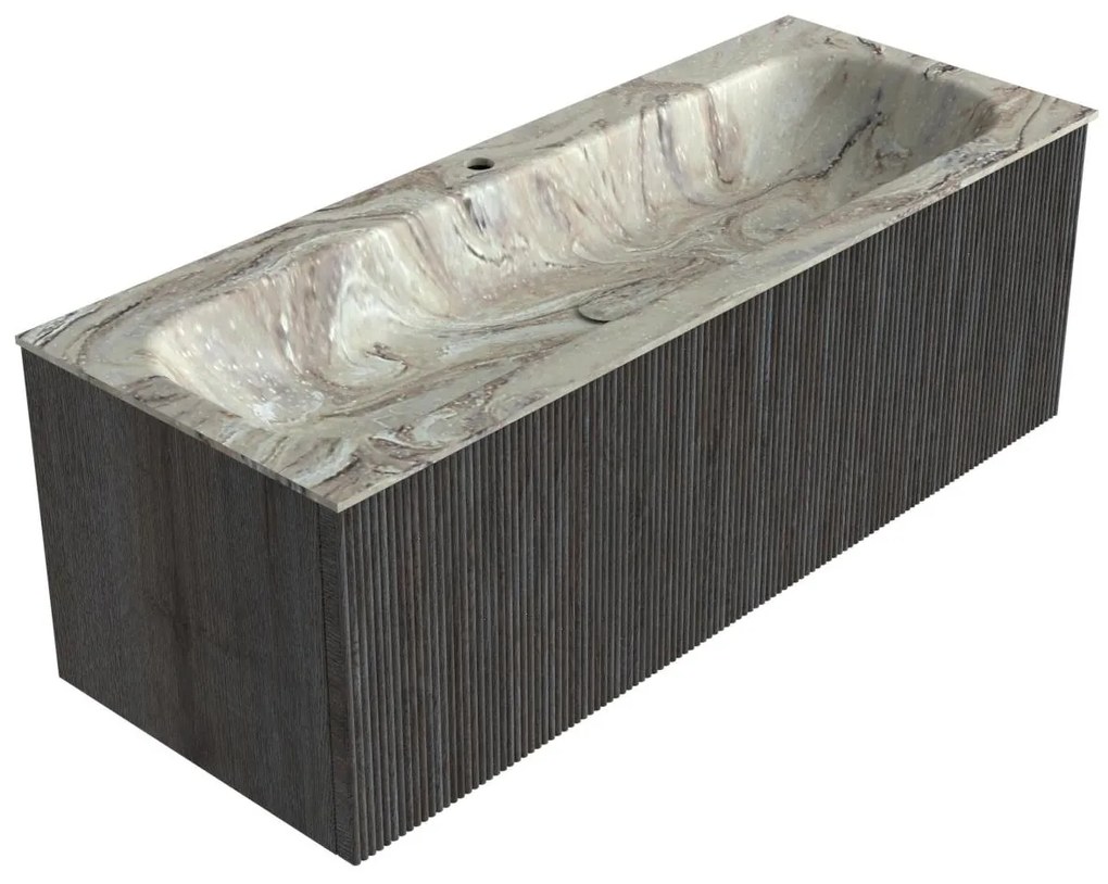 Mondiaz Kurve-dlux 120cm badmeubel shadow met 1 lade en wastafel big large midden 1 kraangat glace