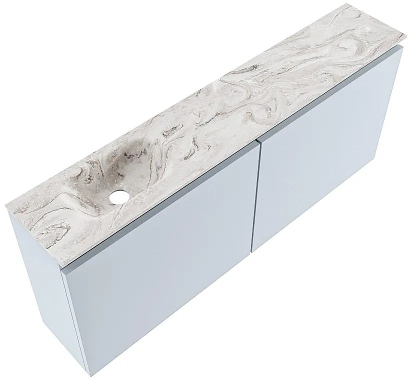 Mondiaz Ture DLux toiletmeubel 120cm clay met wastafel glace links met kraangat