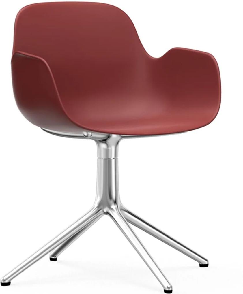 Normann Copenhagen Form Armchair Swivel stoel met aluminium onderstel rood