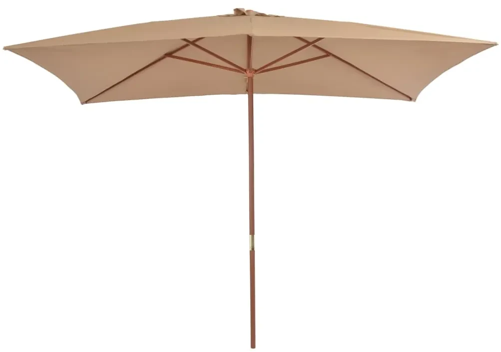 vidaXL Parasol met houten paal 200x300 cm taupe