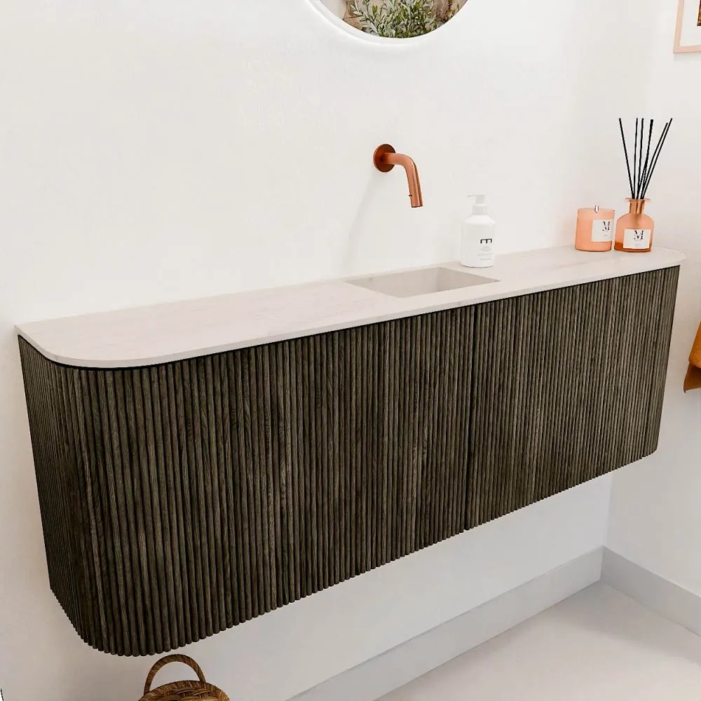 Mondiaz Joya DLux 125cm toiletmeubel ronding links/rechts shadow met wastafel faye midden zonder kraangat meli