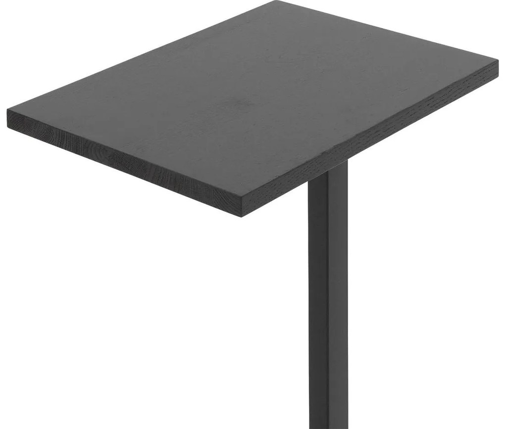 Goossens Nachtkastje Tangel, Voet vierkant metaal ral 9005 zwart, blad massief eik