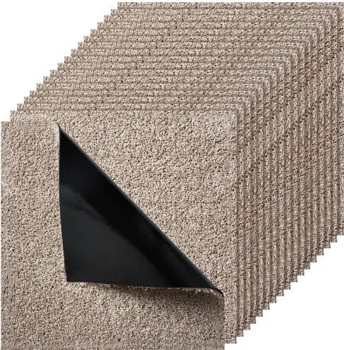 VEVOR tapijttegels 457,2 x 457,2 x 12 mm, verpakking van 10 stuks, zelfklevende tapijtbedekking 2 m², tapijtvloer, eenvoudige doe-het-zelf vervanging voor woonkamer en kantoor, lichtbruin