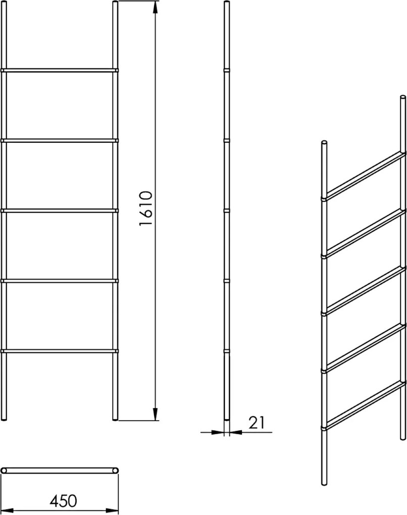 Gedy Kenta handdoek ladder 45x160cm zwart/bamboe