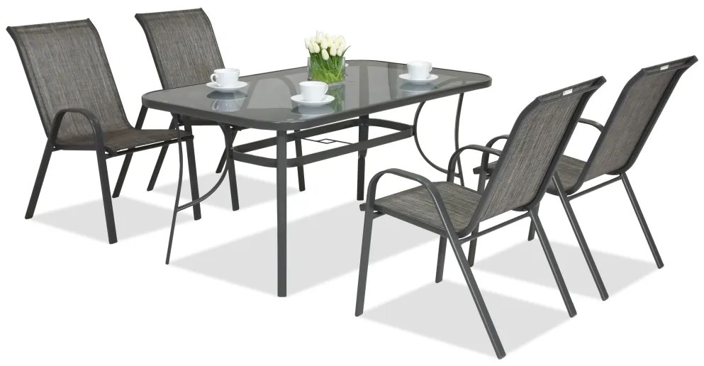 Metalen tuinmeubelen Modena grijs voor 4 personen Garden Point