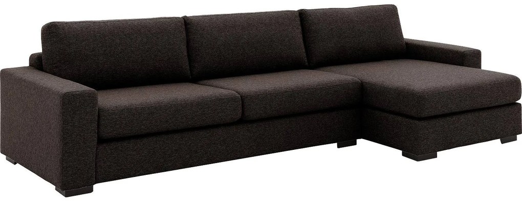 Goossens Hoekbank Lucca Met Chaise Longue donkerbruin, stof, stijlvol landelijk