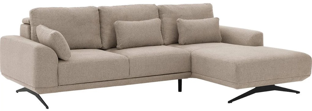 Goossens Excellent Bank Princess Met Elektrisch Uitschuifbaar Zitvlak beige, stof, 2,5-zits, elegant chic met chaise longue rechts