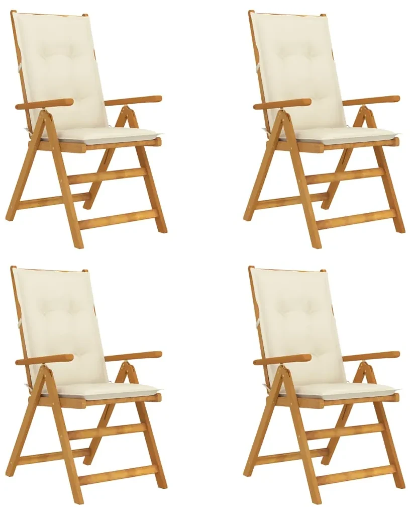 vidaXL Tuinstoelen 4 st verstelbaar met kussens massief acaciahout