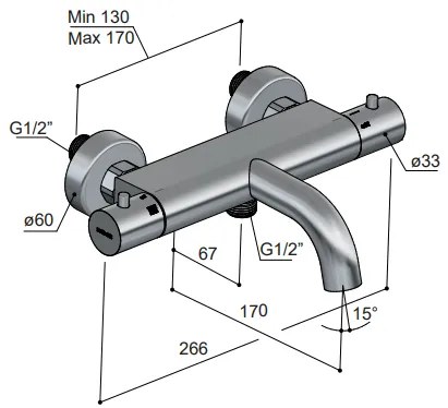 Hotbath ACE thermostatische badkraan koper geborsteld PVD