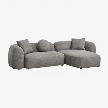 2-delige Modulaire Chaise Longue-bank Rechts, In Coco Chenille Granietgrijs Dik Chenilledoek - Sklum