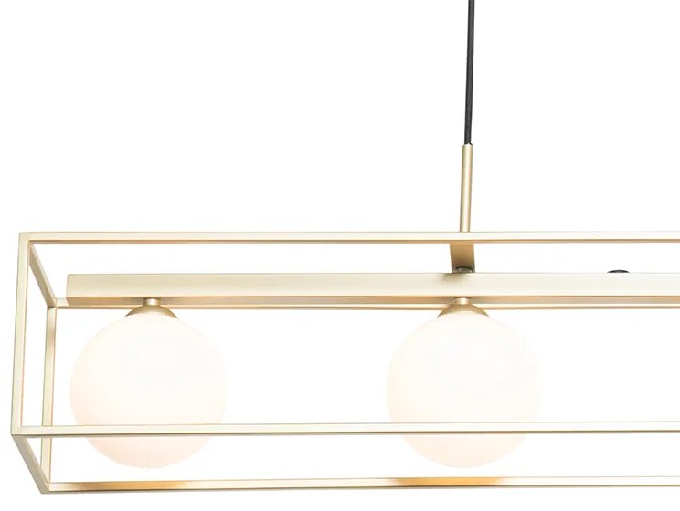 Design hanglamp goud met wit glas 4-lichts - Aniek
