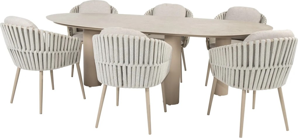 Estate Eva dining tuinset 240x105xH75 cm 7 delig keramiek latte Taste 4SO