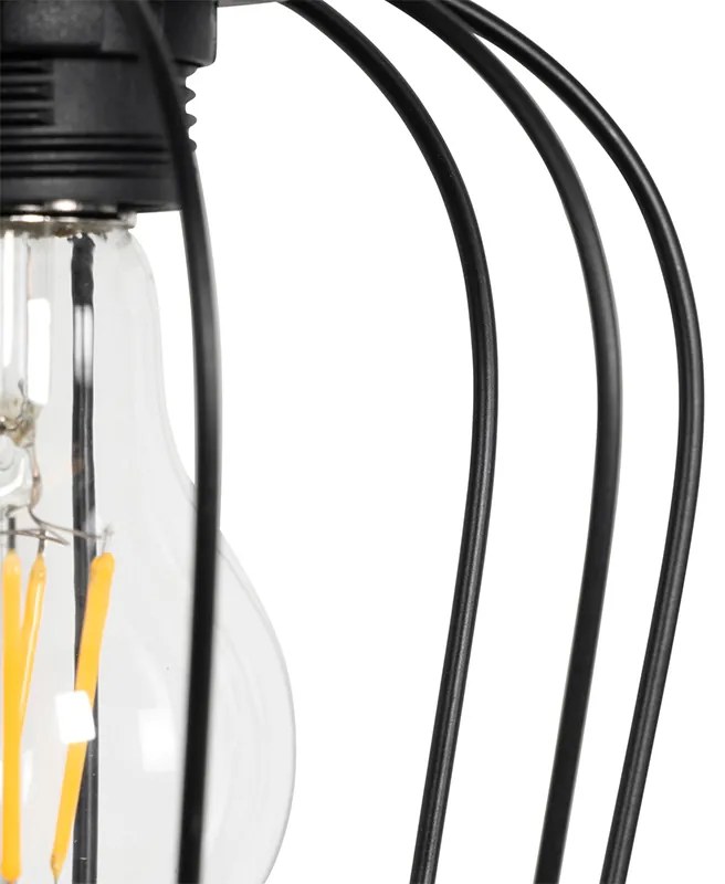 Smart hanglamp zwart met hout incl. 4 Wifi A60 - Stronk