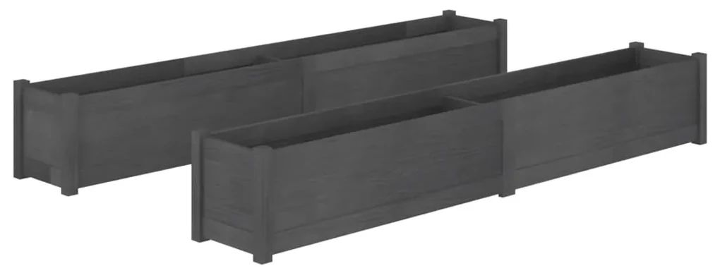 vidaXL Plantenbakken 2 st 200x31x31 cm massief grenenhout grijs