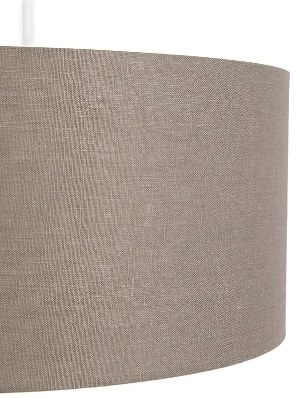 Stoffen Eettafel / Eetkamer Landelijke hanglamp wit met bruine kap 50 cm - Combi 1 Modern E27 rond Binnenverlichting Lamp