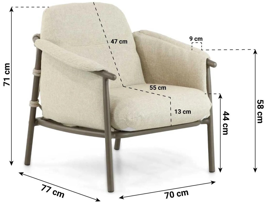 Tuinstoel Aluminium Taupe-naturel-bruin 4 Seasons Outdoor Ezra