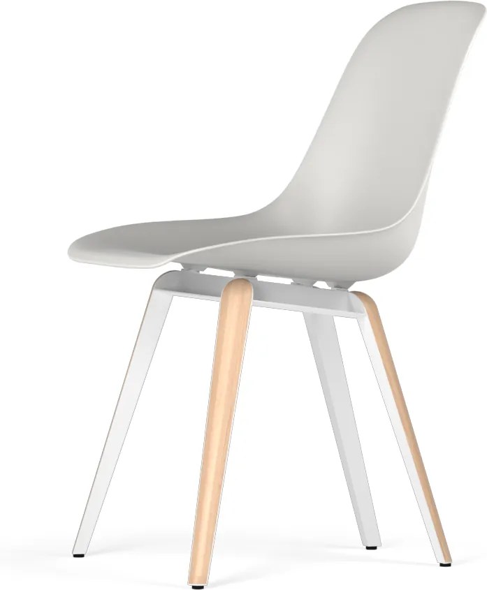 Kubikoff Slice stoel - V9 Side Chair Shell - Lichtbruin - Wit met eiken onderstel -