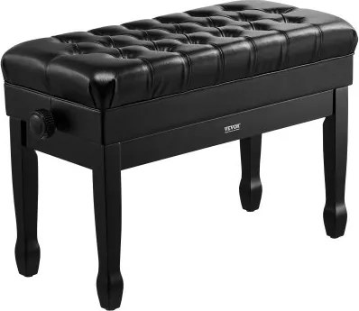 VEVOR Pianobank, 750x360x515 mm, Duet Keyboard Pianostoel, 51 tot 59 cm Verstelbare Hoogte, Gevoerd Kussen, Opbergvak voor Muziekboeken, Houten Pianobank, voor Kaptafel, Slaapkamer