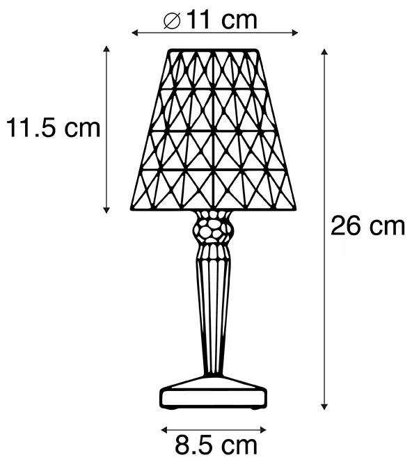 Buitenlamp Tafellamp transparant incl. LED IP54 oplaadbaar - Crystal Klassiek / Antiek IP54 Buitenverlichting rond Lamp