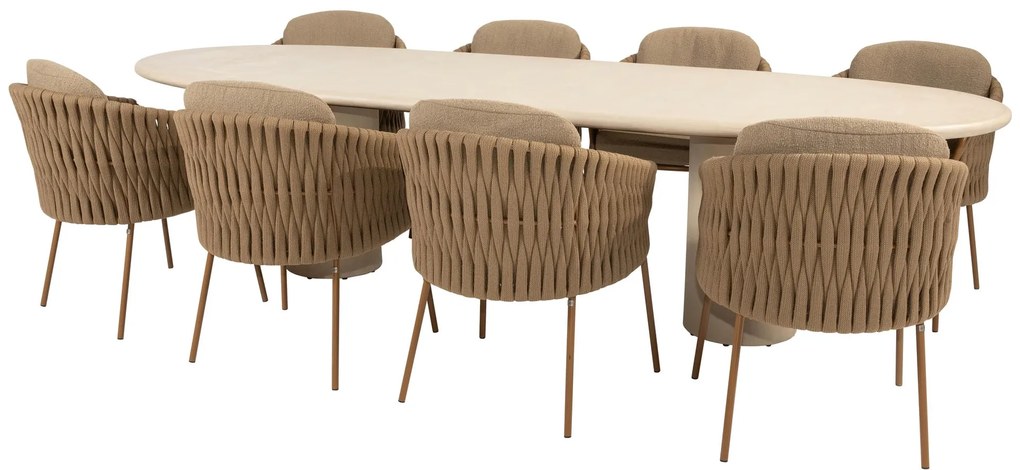 4 Seasons Outdoor Molina tuinset amber met Hampton tafel 300 cm Tuinset beige weerbestendig